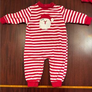 Bailey Boys Festive Red and White Striped Santa 6m Baby onesie